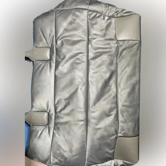 Tory Burch Nylon Ella Puffer Tote Handbag Taupe Gray - Picture 3 of 16